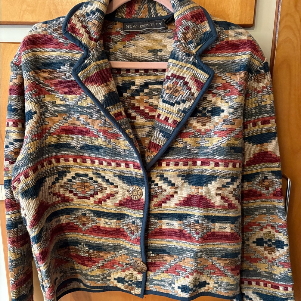 New Identity Multicolor Patterned Jacket Aztec Bo… - image 1
